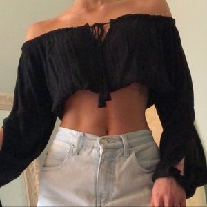 Abercrombie black peasant off the shoulder top